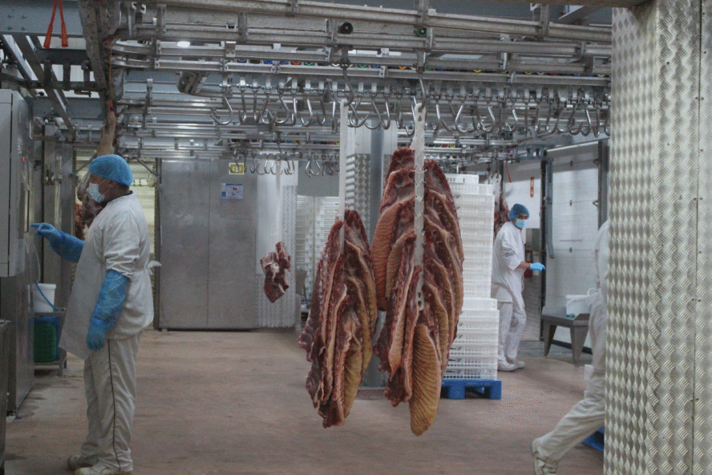 Área industrial de processamento e preparação de carne na unidade da Valsabor